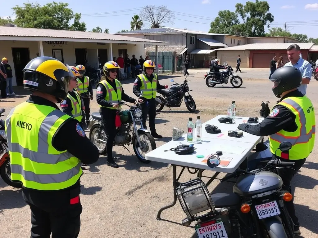 EMO members participating in a motorcycle safety workshop, highlighting the club's commitment to promoting safe riding practices.